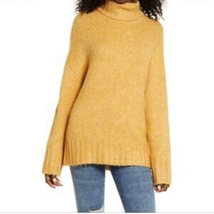 Vero Moda Berko Cowl Neckline Long Slouchy Sweater in Sunflower Yellow Size XL